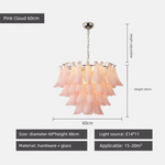 Suspension lumineuse moderne verre blanc translucide chaîne organique 50cm 60cm 80cm lumière froide naturelle