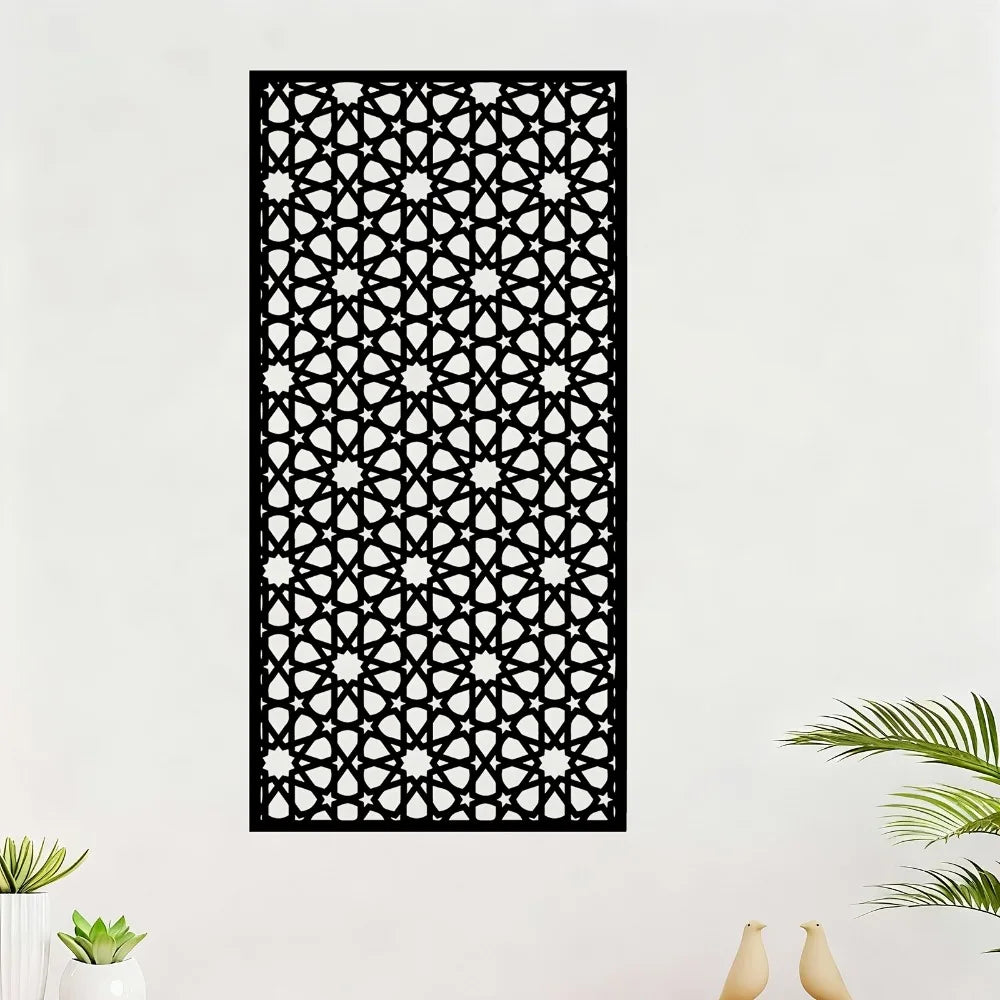 décoration murale métal géométrique arabe treillage noir blanc contemporainintérieurextérieur