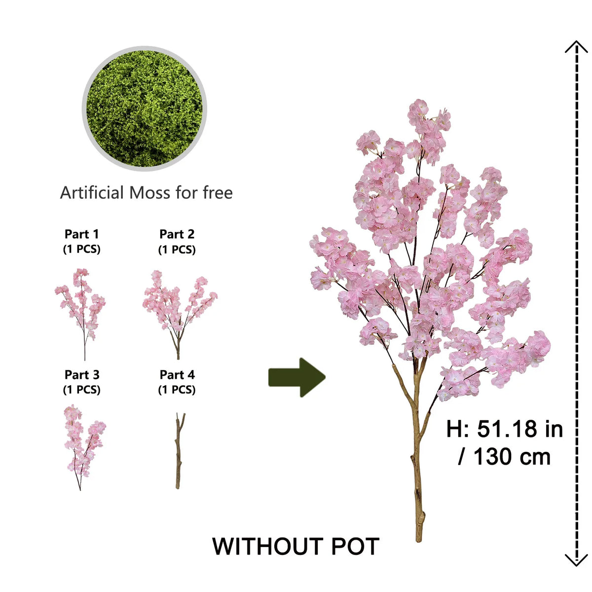 arbre artificiel fleurs cerisier rose clair moderne décoration intérieure mariage salon
