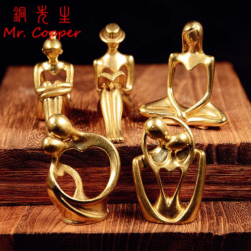 figurines decoratives bronze doré abstrait moderne minimalistes ornement decoration maison