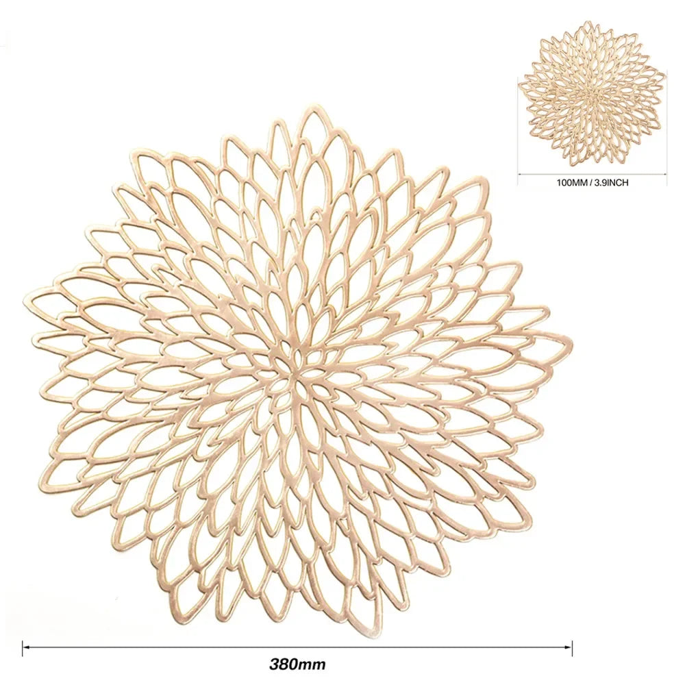 serviettes table or moderne fleurs stylisées 38cm 10cm respectueuses environnement