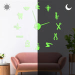 horloge murale moderne argent noir doré lumineuse icônes médicales adhésive grande salle manger chambre