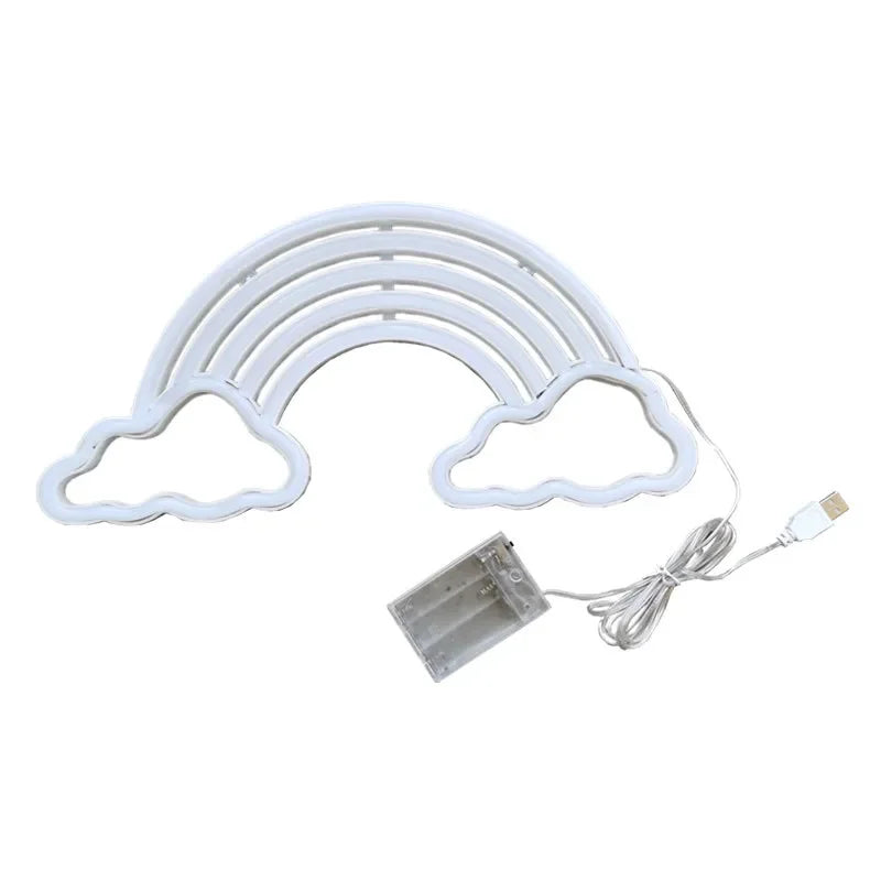 décoration murale néon arc ciel nuages moderne veilleuse USB LED colorée chambre festive