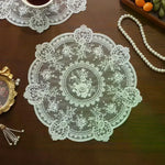 serviettes table classiques broderie florale dentelle fine blanc vintage