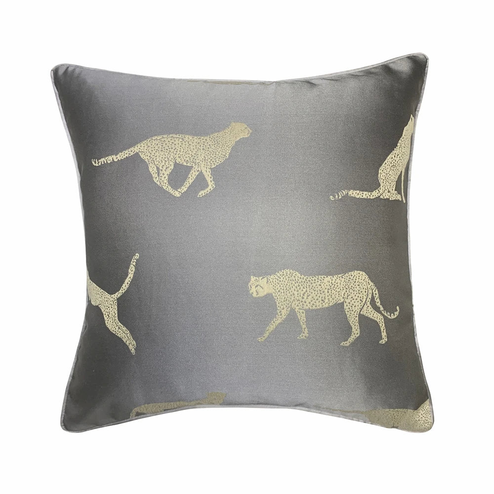 coussin léopard moderne gris décoratif maison lit carré polyester 45x45cm