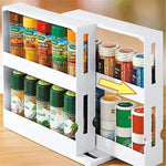 étagère épices rotative blanche moderne niveaux réutilisable fixations adhésives condiments médicaments kitchen organizers