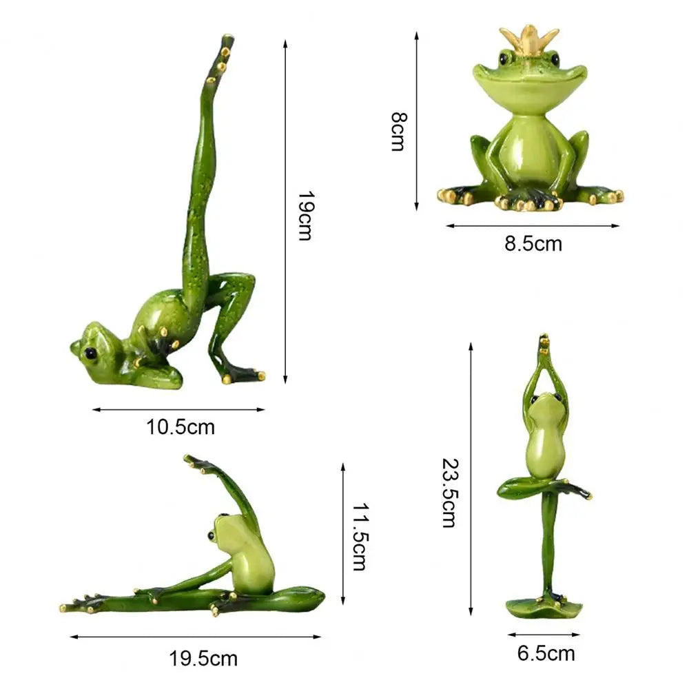 figurines grenouilles yoga vert or décoratives ludiques zen table bureauscrição
