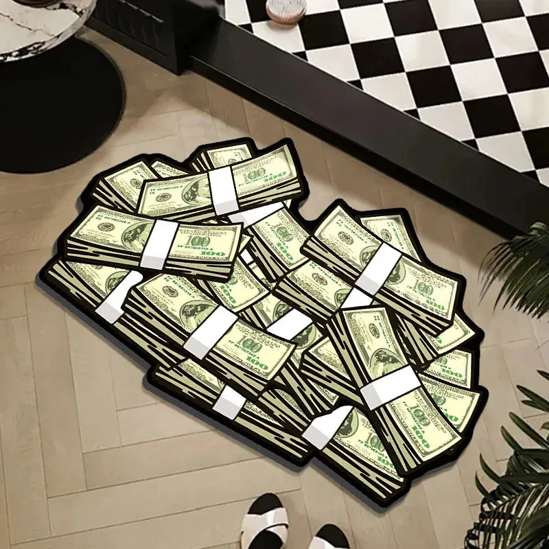 tapis vert blanc noir billets banque moderne antidérapant polyester lavage machine main