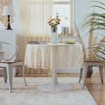 nappe table crochet pompons dentelle beige motifs floraux boho chic réutilisable coton table restaurantextérieur