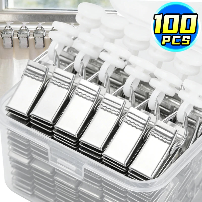 pinces rideau argentées modernes fenêtres boîte rangement inclusion rideaux fixations pack 20pcs