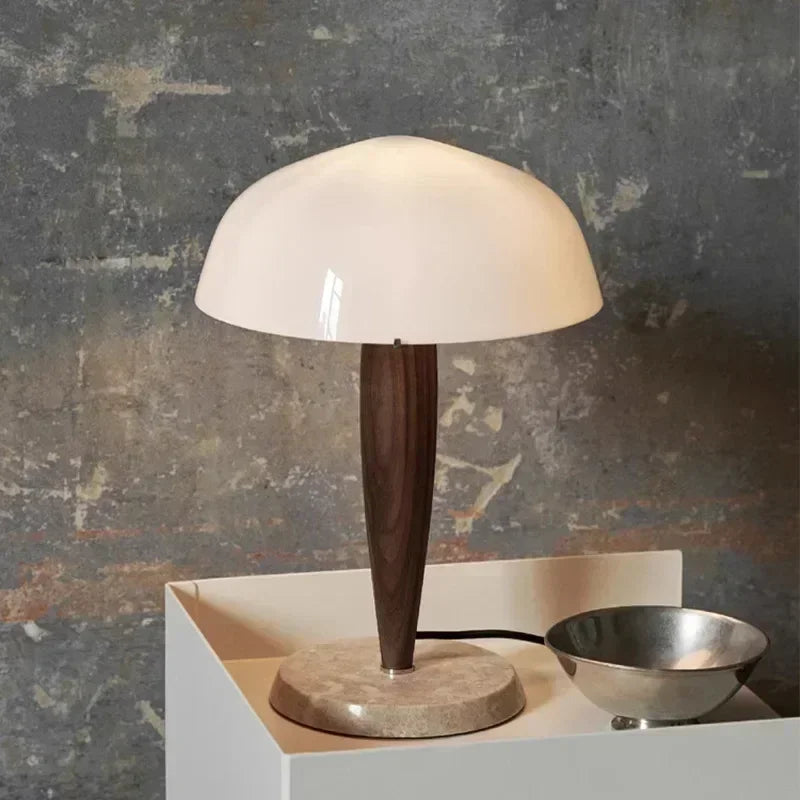 lampe table moderne verre blanc base marbre éclairage led blanc nordique intérieur chambre coucher
