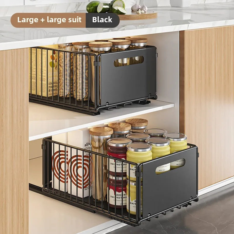 paniers rangement noir clips fixation moderne utilisation multiple réutilisable métal domestique cuisine storage multifonctionnel