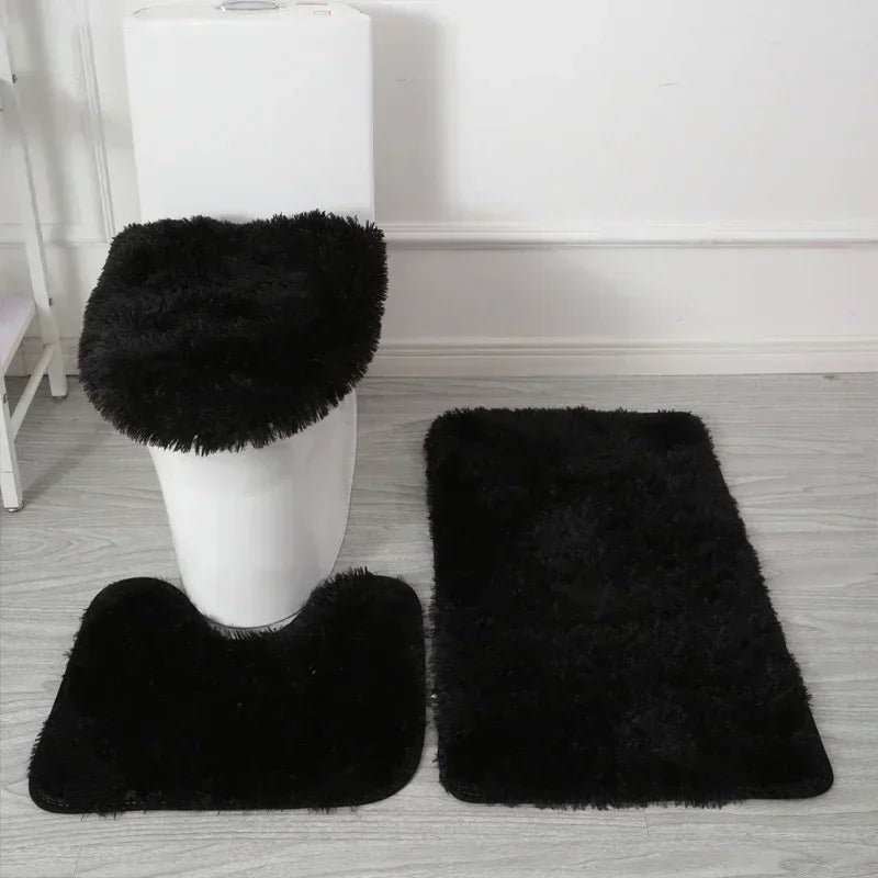 ensemble tapis salle bain pièces beige clair peluche douce antidérapant moderne absorbant