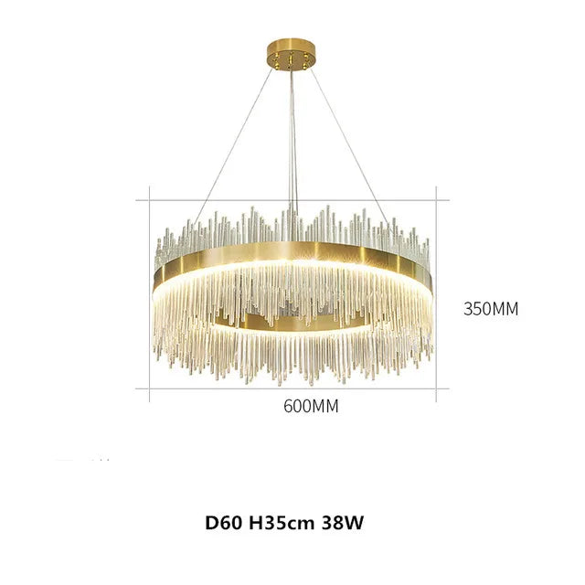 suspension lumineuse or moderne cristal pendants transparents 6000k 3000k télécommande dia100cm dia80cm l120cm