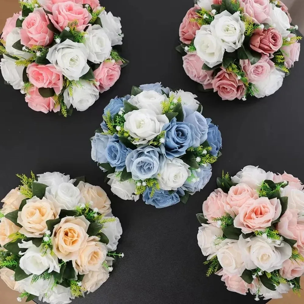 décoration mariage bouquet roses artificielles feuilles vertes anniversaire baby shower intérieur classique blanc rose