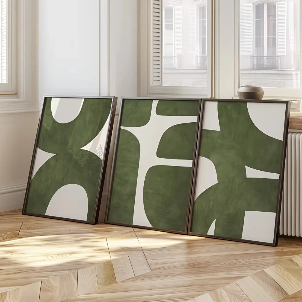 toiles d'art contemporaines abstraites vertes minimaliste sans cadre décoration murale chambre salon