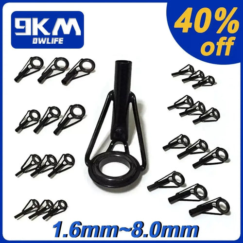 kit anneaux ligne pêche acier inoxydable céramique noir canne pêche eau douce