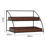étagère moderne rustique paniers rotin structure métallique noir brun clair multifonctionnelle rangement cuisine