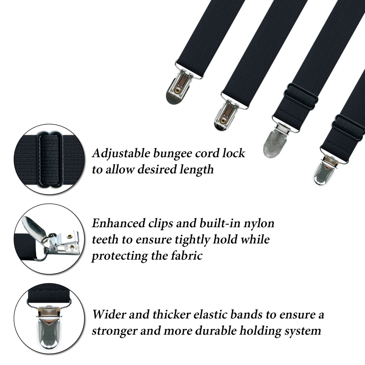 attaches drap noir blanc clips ressorts tissu lisse ajustables utilitaires chambre coucher fournis clips