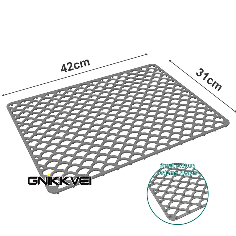 tapis protection silicone moderne gris perforations antidérapant cuisine vaisselle fond évier résistance chaleur