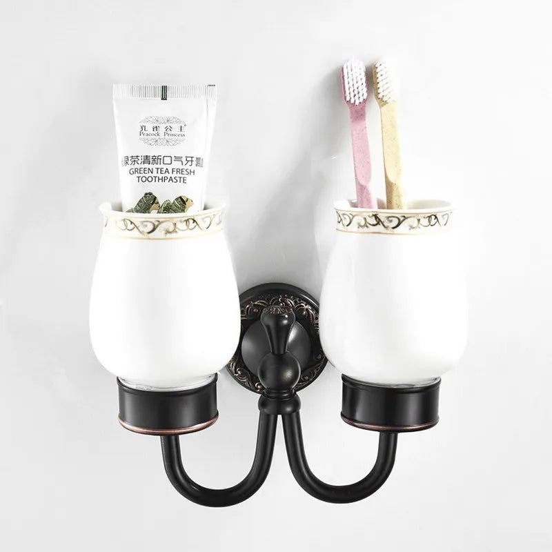 accessoires salle bain cuivre laiton noir classique brosse toilette porte serviettes papier hygiénique móc
