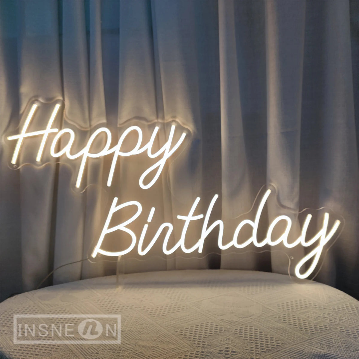 néon lumineux happy birthday blanc moderne élégant usb alimenté 180 angle faisceau