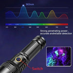 lampe torchon uv rechargeable led noire violette indicateur charge type