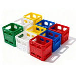 boîtes rangement piles vert jaune blanc bleu rouge fenêtres empilables modernes pratiques