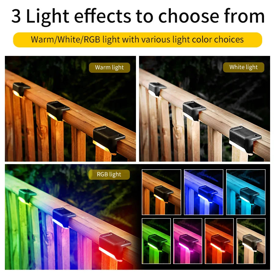 éclairage solaire moderne escalier autoinstallation led panneau solaire adhésif noir blanc lumineux minimaliste