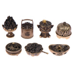 brûleur d'encens laiton bronze doré motif floral traditionnel méditation décoration maison