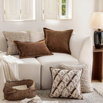 housse coussin géométrique polyester texture douce nordique moderne marron clair beige foncé