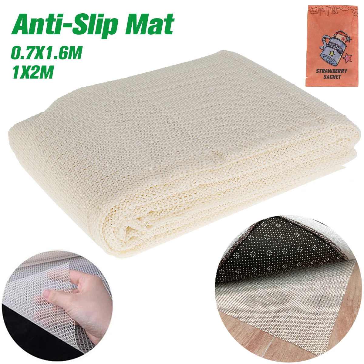 tapis anti dérapant sous tapis imperméable texture maillée semi transparent beige clair utilitaire adhésif