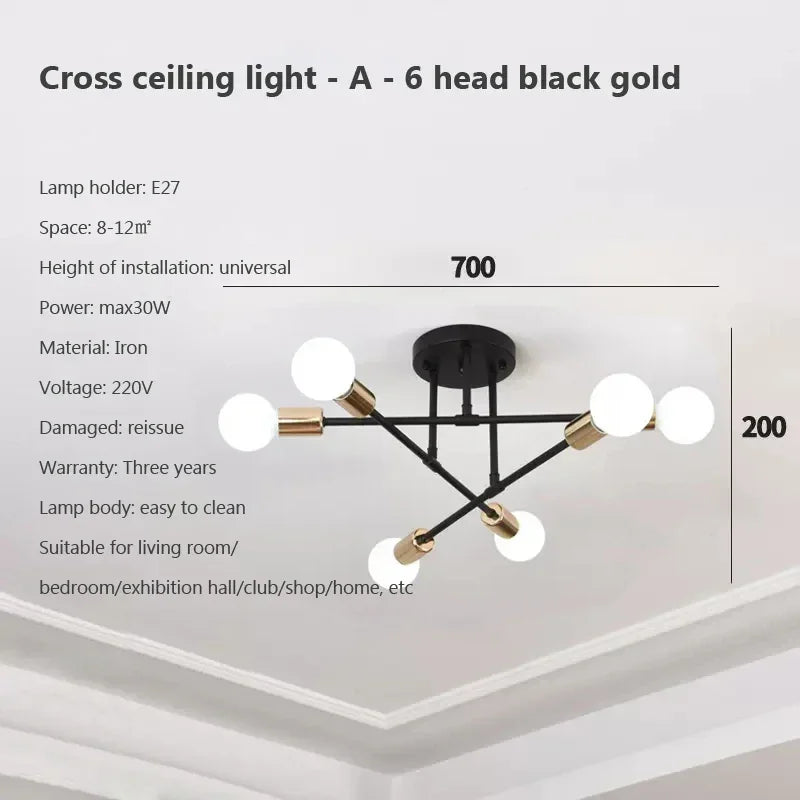 lampe suspension moderne noir doré blanc sphères translucides scandinave fixations vis éclairage intérieur chambre