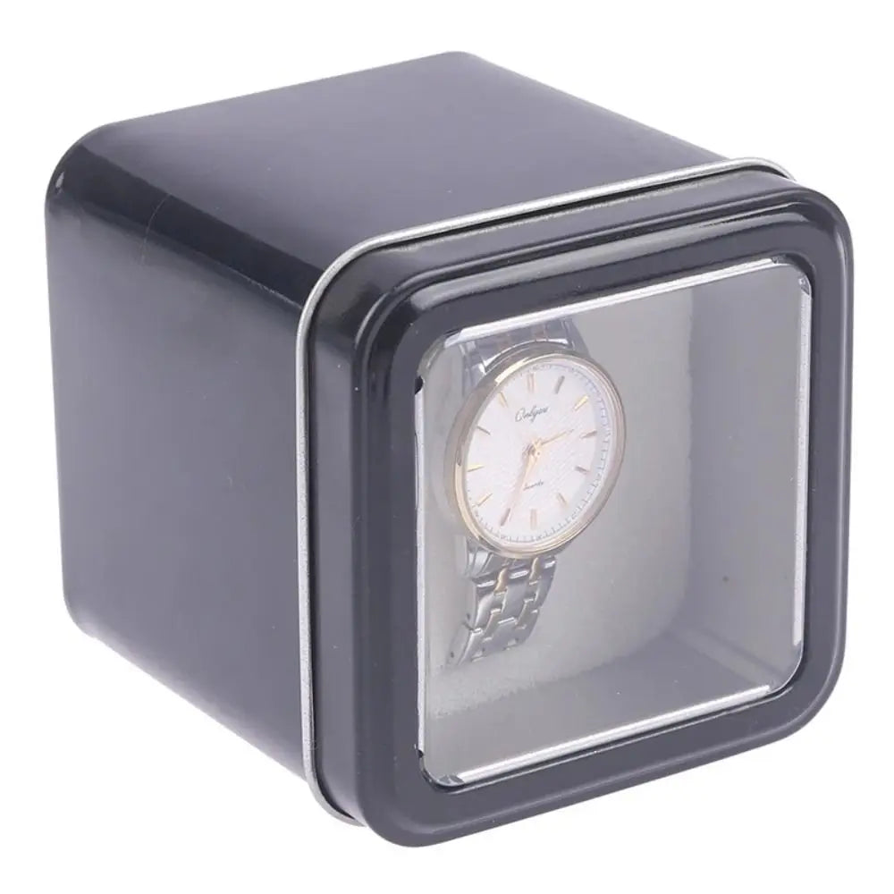 boîte rangement montres métal noir moderne sans fixation unisexe adulte matériau opacité