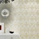 papier peint fleur motif relief classique baroque élégant chambre salon decoration résistant humidité