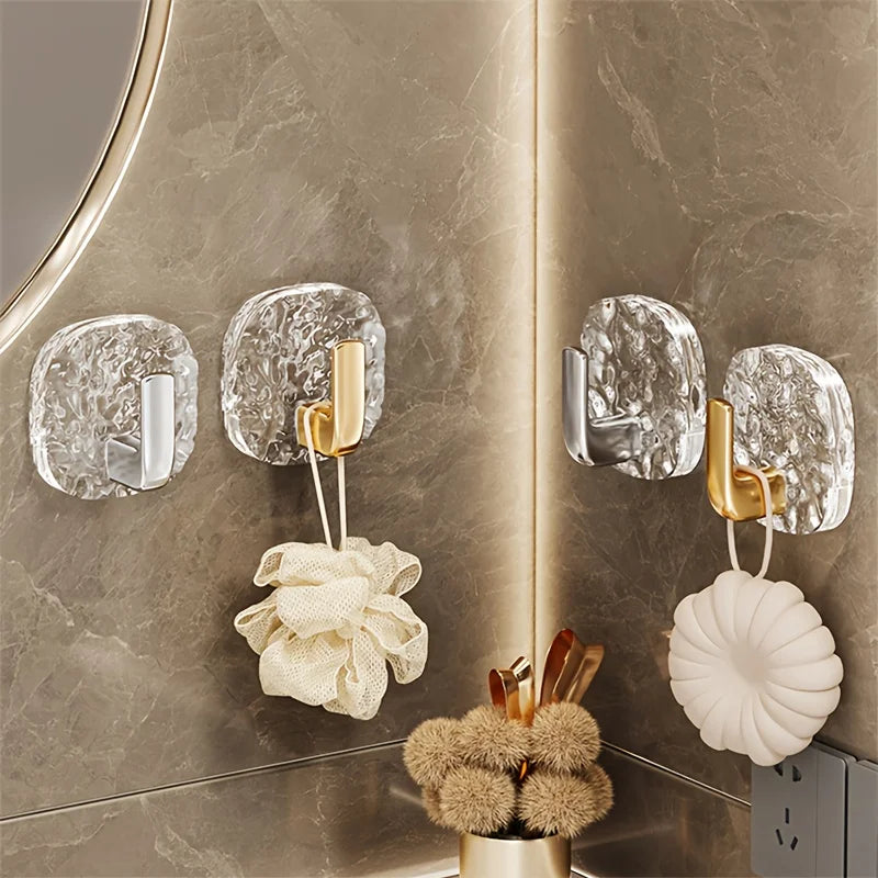 crochets muraux argenté doré texture marbrée moderne adhésif serviette bijoux savon salle bain