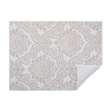 tapis cuisine gris blanc motif floral baroque classique absorbant réversible poly
