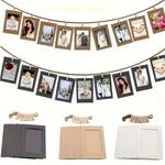 cadres photo papier kraft vintage clips bois cordelette décoration mur anniversaire mariage fêtes