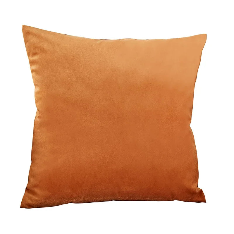 housse coussin velours carré moderne orange jaune 45x45cm machine lavable simple déco chambre canapé