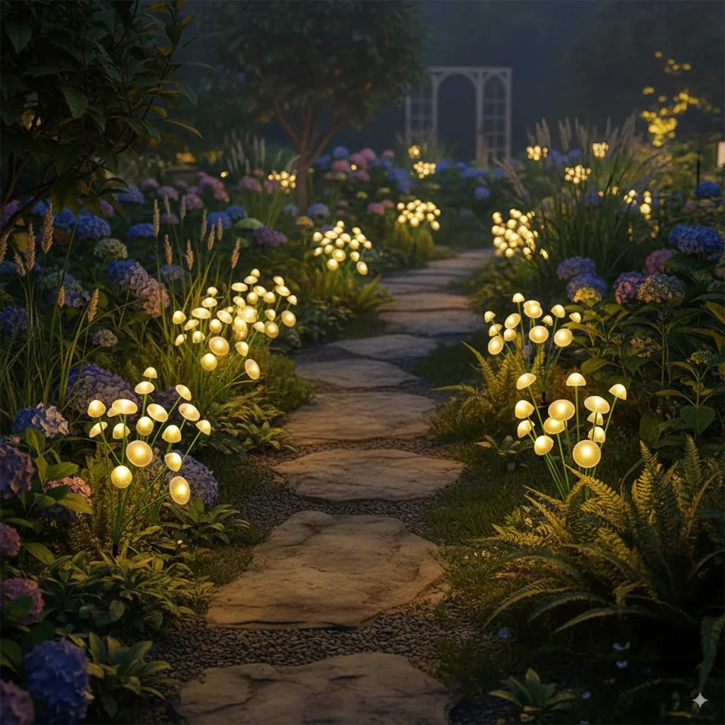 lumières solaires jardin blanc vert moderne fixées piquets panneau solaire