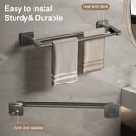porte serviettes mural gris lisse double barre 30 40 50cm moderne minimaliste fixations murales