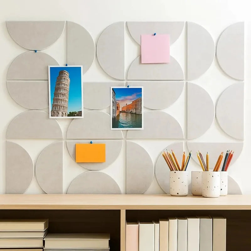 panneaux décoratifs feutre gris clair moderne autocollants géométriques doubles faces adhésifs minimaliste decoration murale
