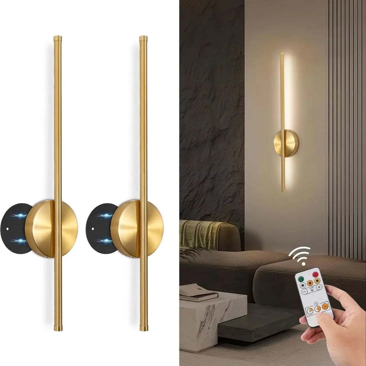 lampe murale or moderne rechargeable led télécommande réglable fixée adhésif flux lumineux élevé facile