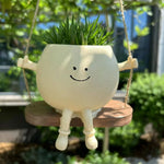 pots fleurs suspendus résine visage souriant chaise bascule balançoire tasse blanc personnaliséextérieurintérieur
