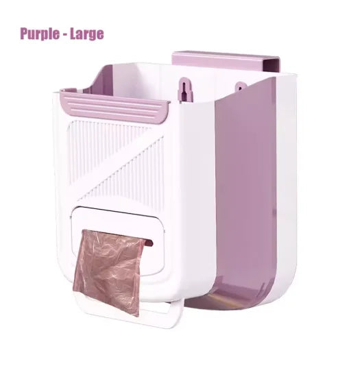 poubelle pliable suspendre porte armoire gris rose vert rayures clips moderne sac poignée