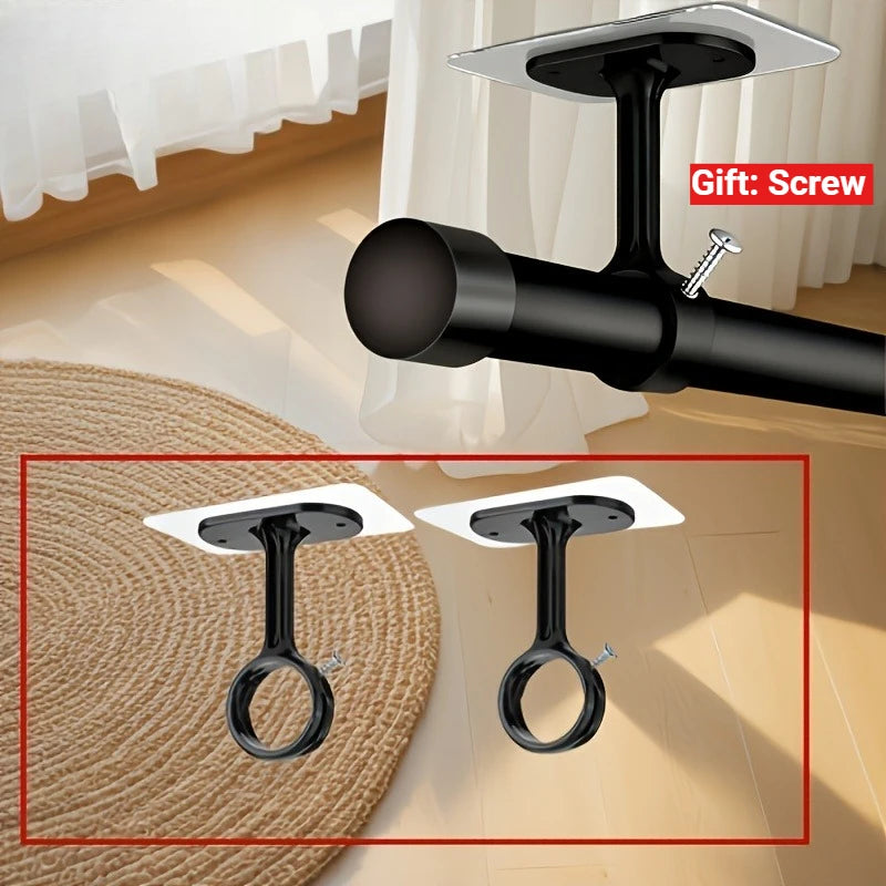 supports rideau transparents noirs vis muraux modernes utilisation multiple rond lisses
