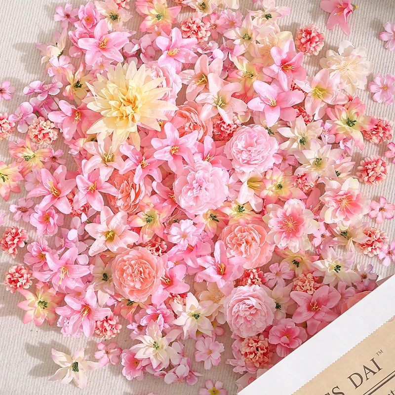 fleurs artificielles rose blanche jaune naturel décoration intérieure mariage anniversaire baby shower pendaison crêpe