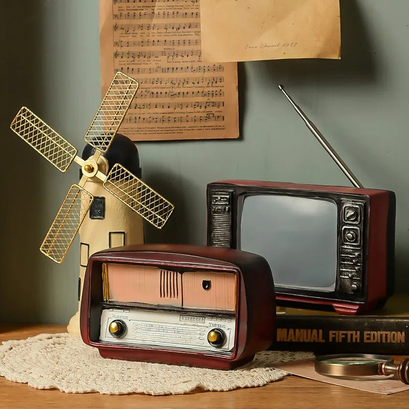 décoration maison objet rétro radio vintage appareil photo machine écrire gramophone classique noir