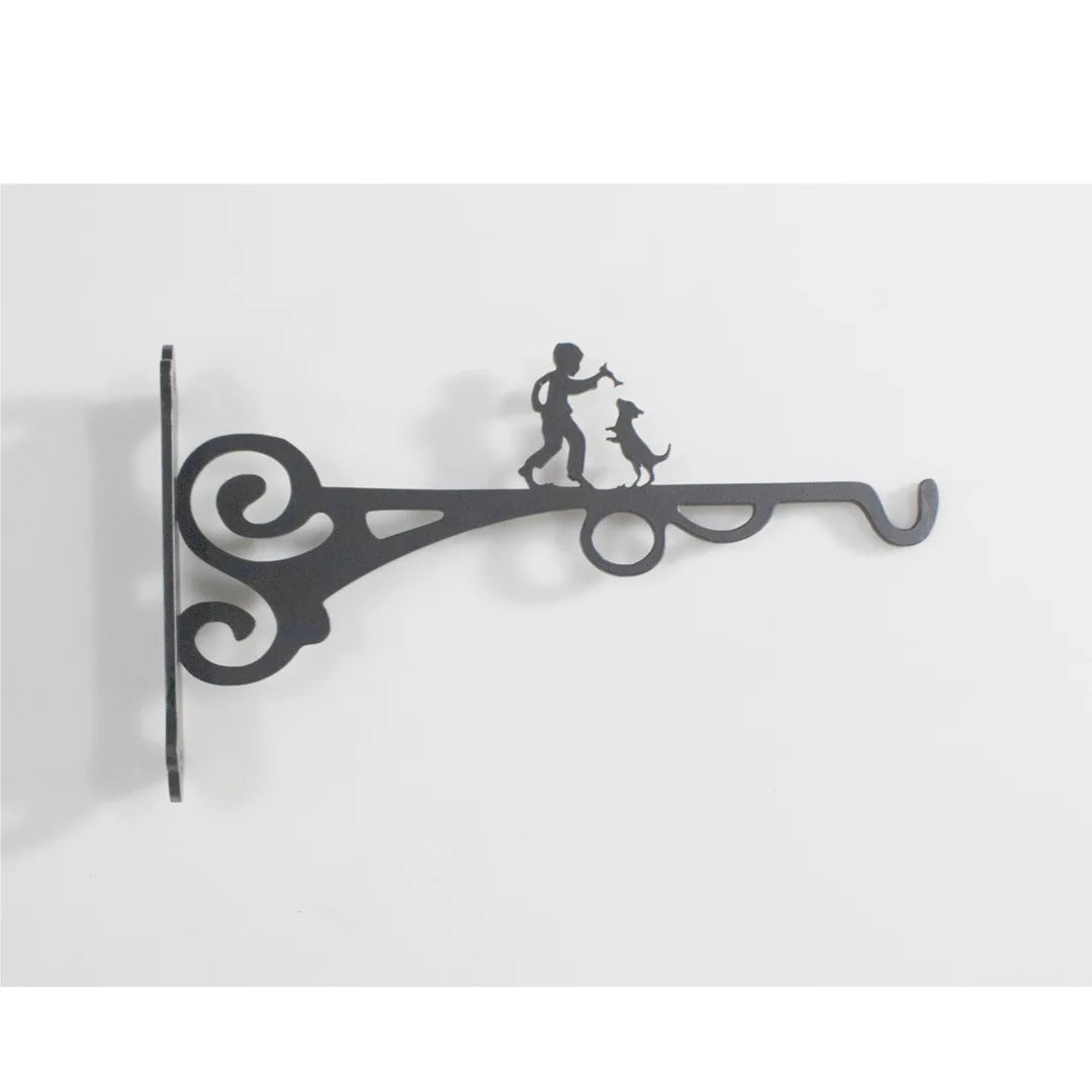 support mural décoratif artisanal oiseaux branches motifs floraux vintage équerre suspendue pot fleur balcon