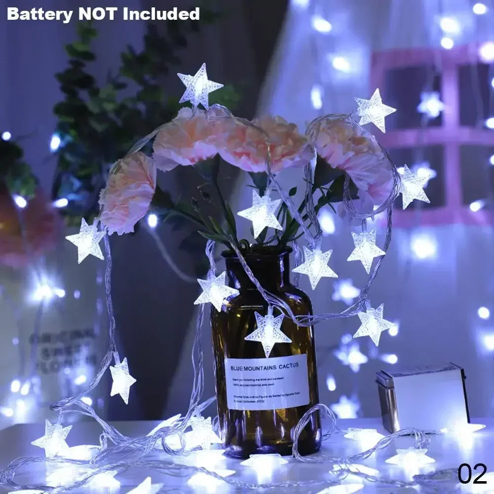 guirlande lumineuse étoiles blanc chaud scintillement noël mariage décoration festive led batterie moderne